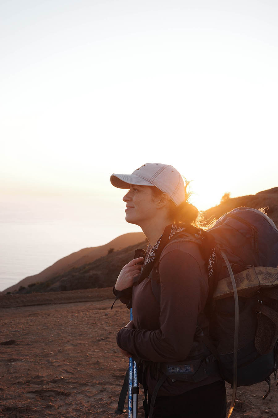girl stands on the trans catalina trail